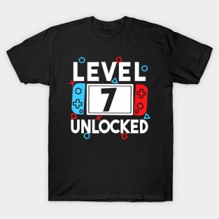 Level 7 Unlocked Gamer 7Th Birthday Video Game Boys T-Shirt